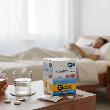 Acetilcisteína 600mg EMS Genérico Envelopes com 16 Unidades de 5g cada