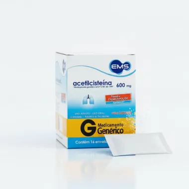 Acetilcisteína 600mg EMS Genérico Envelopes com 16 Unidades de 5g cada
