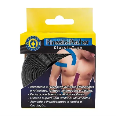 Bandagem Elástica Kinesio-Pauher Ortho Pauher Classic Tape Tamanho Único Cor Preto