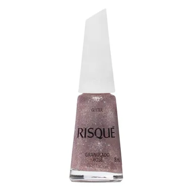 Esmalte Risqué Cor Granulado Rosé Glitter com 8ml