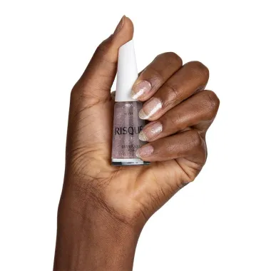 Esmalte Risqué Cor Granulado Rosé Glitter com 8ml