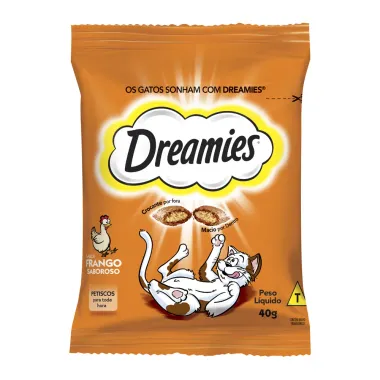 Petiscos para Gatos Dreamies Adultos Sabor Frango Saboroso com 40g