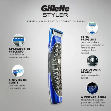 Barbeador Elétrico Gillette Styler 3 em 1