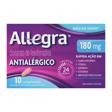 Allegra 180mg Antialérgico com 10 Comprimidos