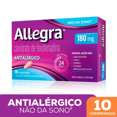 Allegra 180mg Antialérgico com 10 Comprimidos