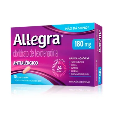 Allegra 180mg Antialérgico com 10 Comprimidos