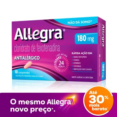 Allegra 180mg Antial&eacute;rgico com 10 Comprimidos