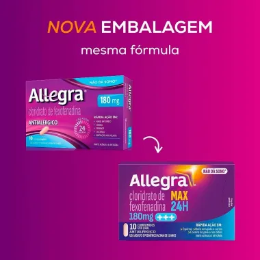 Allegra 180mg Antial&eacute;rgico com 10 Comprimidos
