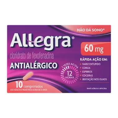 Allegra 60mg Antialérgico com 10 Comprimidos