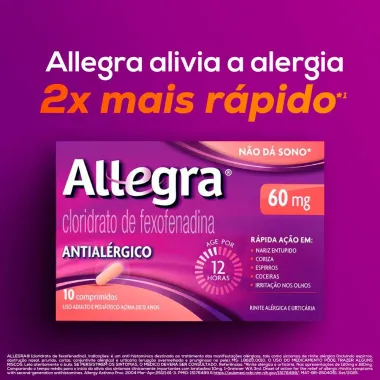 Allegra 60mg Antialérgico com 10 Comprimidos