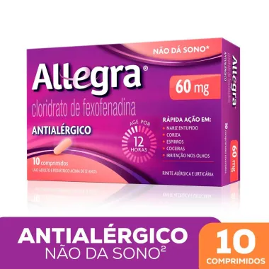 Allegra 60mg Antialérgico com 10 Comprimidos