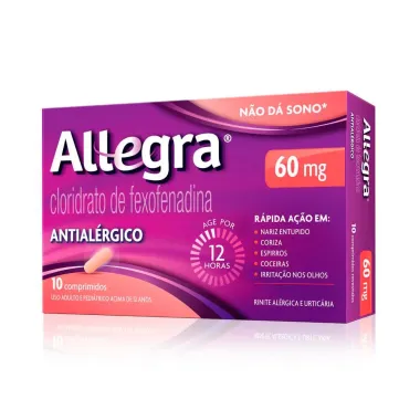 Allegra 60mg Antialérgico com 10 Comprimidos