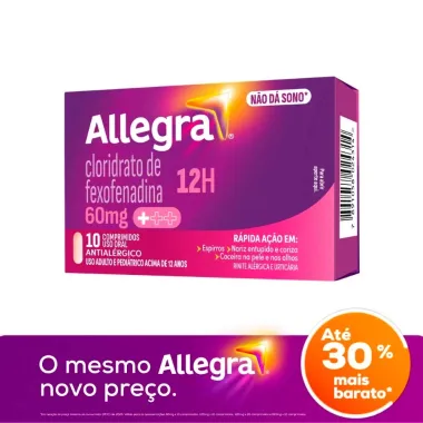 Allegra 60mg Antial&eacute;rgico com 10 Comprimidos