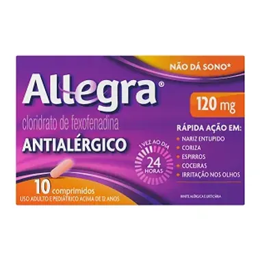 Allegra 120mg Antialérgico com 10 Comprimidos