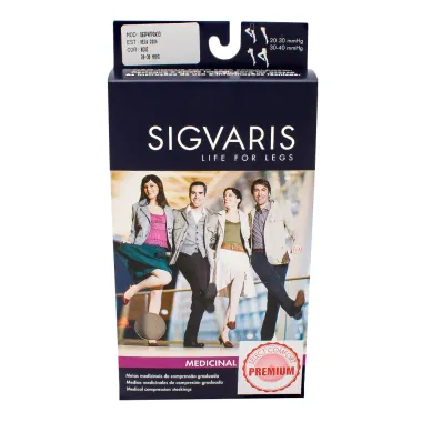 Meia Coxa (7/8) Sigvaris Select Comfort Premium 20-30 mmHg P (Tamanho Pequeno) Normal, Cor Natural, Ponteira Aberta