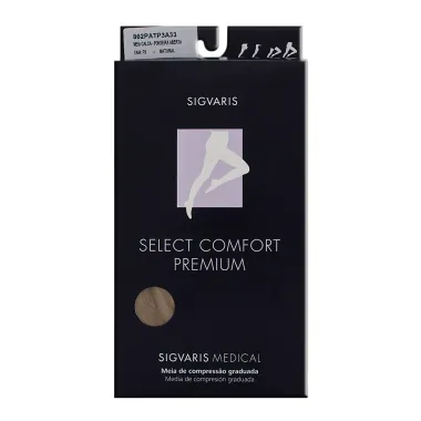 Meia Calça Sigvaris Select Comfort Premium 20-30 mmHg P (Tamanho Pequeno) Longo, Cor Natural, Ponteira Aberta