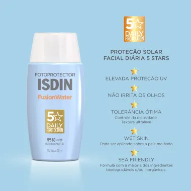 Protetor Solar Isdin Fusion Water 5 Stars Oil Control FPS 60 50ml