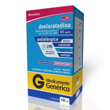 Desloratadina 0,5mg/ml Biosint&eacute;tica Gen&eacute;rico Xarope com 100ml