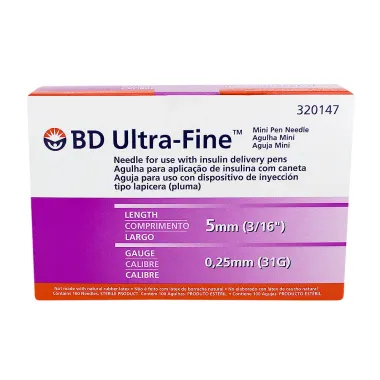 Agulha Descartável BD Ultra Fine 5mm com 100 Unidades