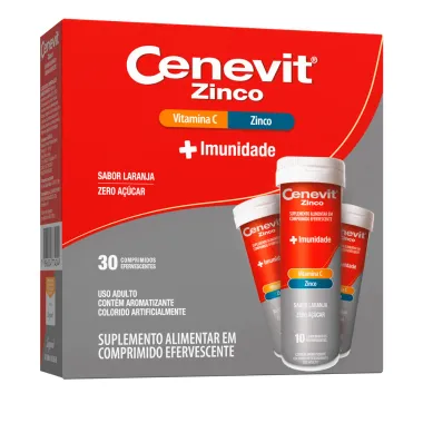 Cenevit Zinco + Imunidade Sabor Laranja com 30 Comprimidos Efervescentes