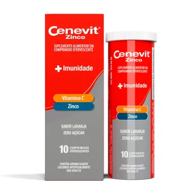 Cenevit Zinco + Imunidade Sabor Laranja com 10 Comprimidos Efervescentes