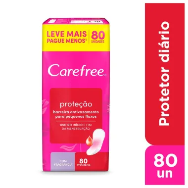 Protetor Di&aacute;rio Carefree Prote&ccedil;&atilde;o com Perfume 80 Unidades Leve Mais Por Menos