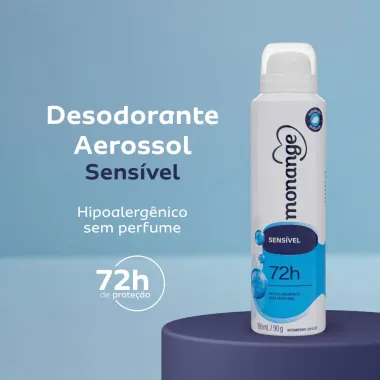 Desodorante Monange Sens&iacute;vel Sem Perfume Aerosol Antitranspirante 72h 150ml