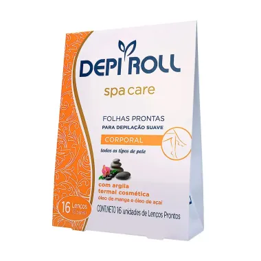 Depilador DepiRoll Spa Care Cera Fria Facial Folhas Plásticas Prontas com 16 Unidades (8 Pares) + Óleo Pós Depilatório