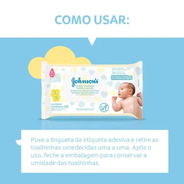 Toalhas Umedecidas Johnson's Baby Recém Nascido 48 Unidades