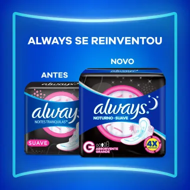 Absorvente Always Noturno Suave Tamanho G com Abas 32 Unidades