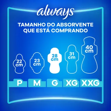 Absorvente Always Noturno Suave Tamanho G com Abas 32 Unidades