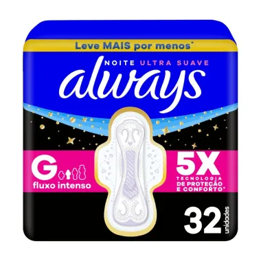 Absorvente Always Noite Ultra Suave com Abas 32 Unidades