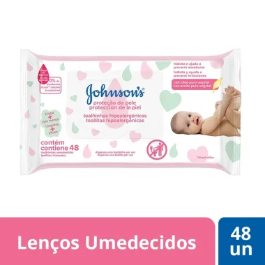 Lenços Umedecidos Johnson's Baby Proteção da Pele 48 Unidades