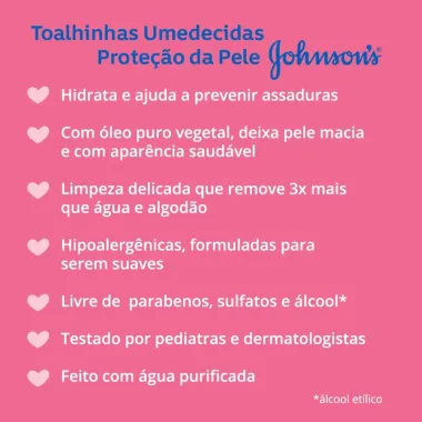 Lenços Umedecidos Johnson's Baby Proteção da Pele 48 Unidades
