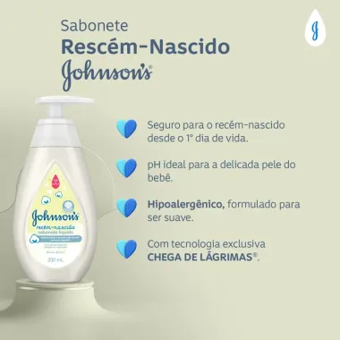 Sabonete Líquido Johnson's Baby Recém Nascido 200ml