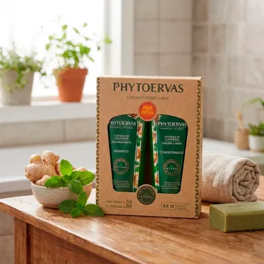Kit Shampoo e Condicionador Phytoervas Controle de Oleosidade Gengibre e Menta com 250ml cada
