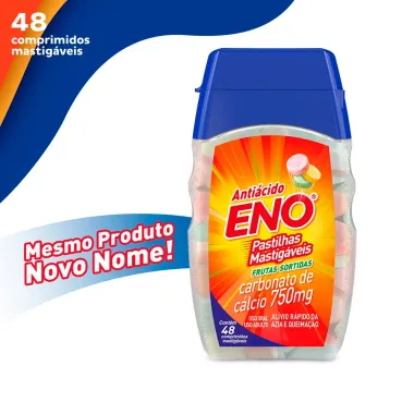 Eno Antiácido Pastilhas Mastigáveis Sabor Frutas Sortidas com 48 Comprimidos Mastigáveis