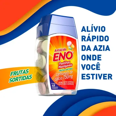 Eno Antiácido Pastilhas Mastigáveis Sabor Frutas Sortidas com 48 Comprimidos Mastigáveis