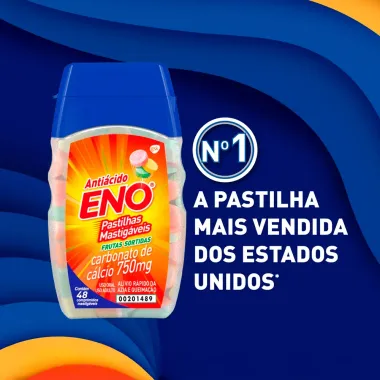 Eno Antiácido Pastilhas Mastigáveis Sabor Frutas Sortidas com 48 Comprimidos Mastigáveis