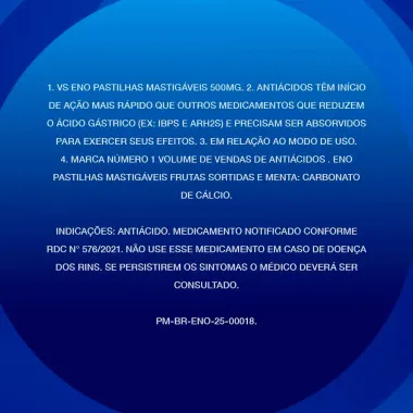 Eno Antiácido Pastilhas Mastigáveis Sabor Frutas Sortidas com 48 Comprimidos Mastigáveis