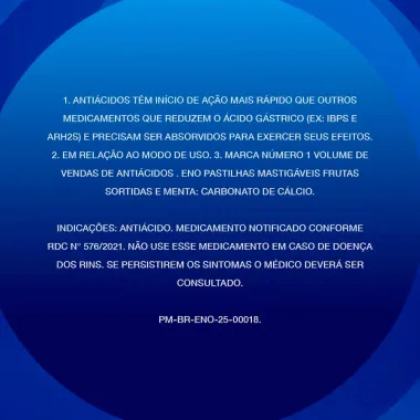 Eno Antiácido Pastilhas Mastigáveis Sabor Frutas Sortidas com 48 Comprimidos Mastigáveis