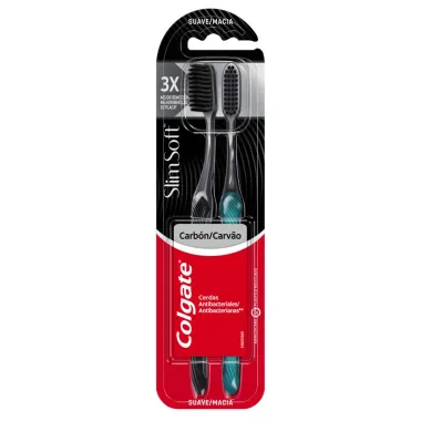Escova Dental Colgate Slim Soft Black Macia Cores Sortidas Leve 2 Pague 1