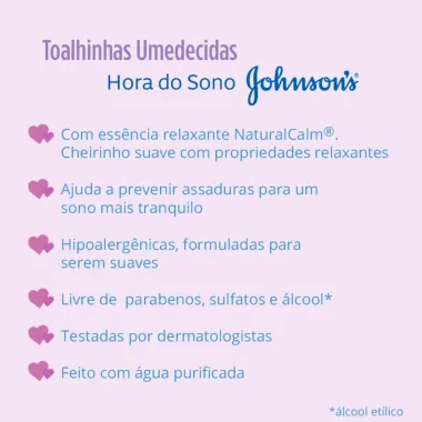 Toalhas Umedecidas Johnson's Baby Hora do Sono 96 Unidades