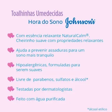 Toalhas Umedecidas Johnson's Baby Hora do Sono 96 Unidades