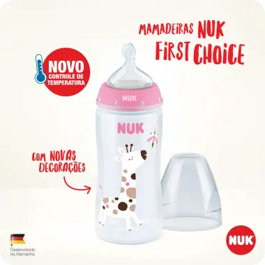 Mamadeira Nuk My First Bico de Silicone Ortodôntico Nível 2 Fluxo Médio 6+ Meses Rosa 300ml