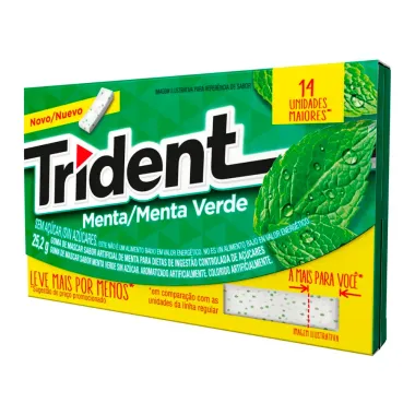 Chiclete Trident Menta Sem Açúcar 14 Unidades Leve Mais por Menos