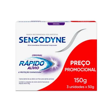 Creme Dental Sensodyne Rápido Alívio com 50g cada Leve 3 Pague 2