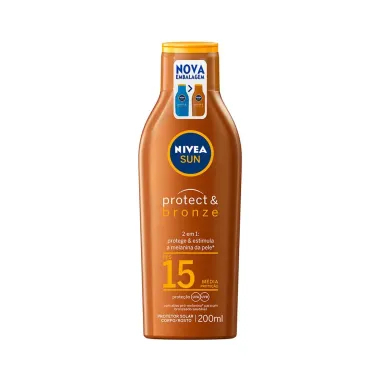 Protetor Solar Nivea Sun Protect & Bronze FPS 15 Lo&ccedil;&atilde;o 200ml