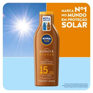 Protetor Solar Nivea Sun Protect & Bronze FPS 15 Lo&ccedil;&atilde;o 200ml