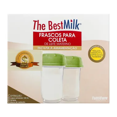 Porta Leite Materno The BestMilk Verde 2 Frascos de 120ml cada